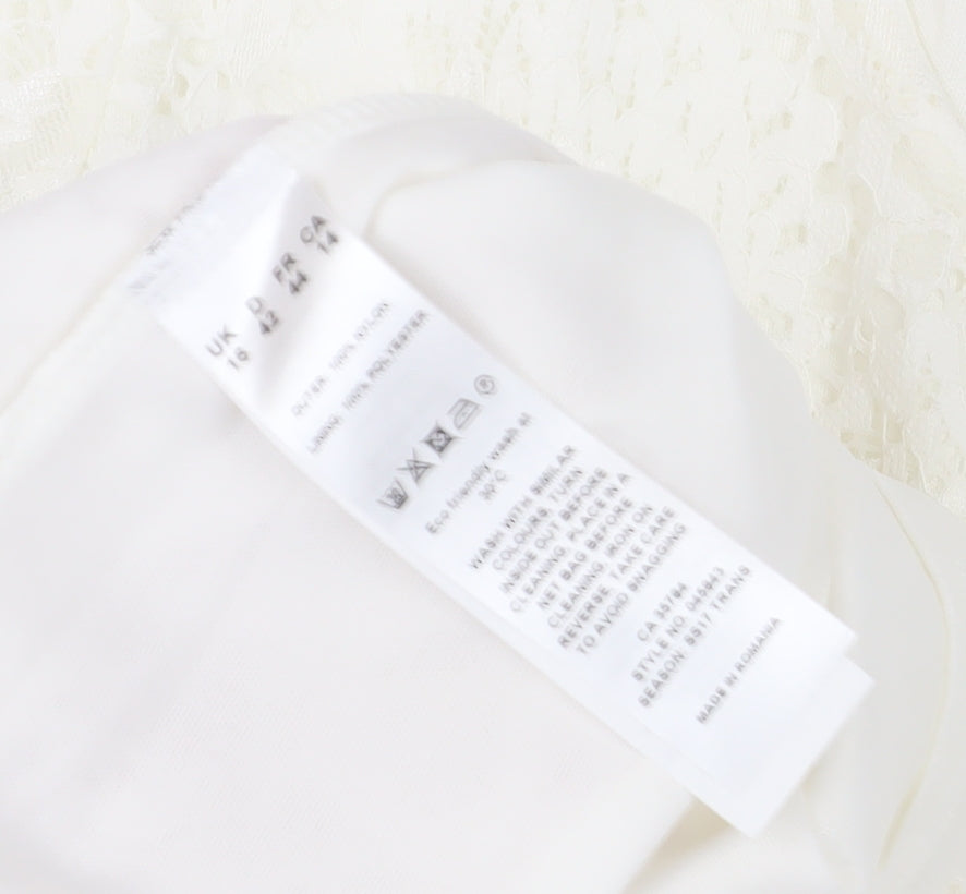 Eastex Women's Ivory Lace Blouse, Size 12, Short Sleeve, Casual