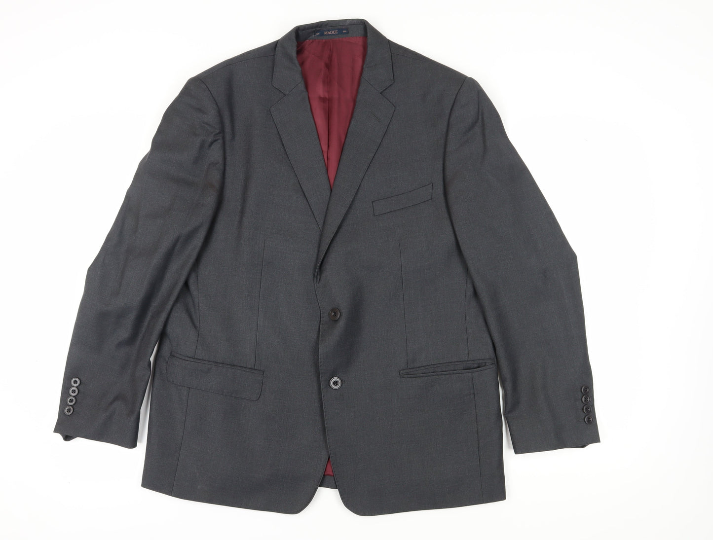 Magee Men's Grey Wool Suit Jacket, Size 44S Classic Fit