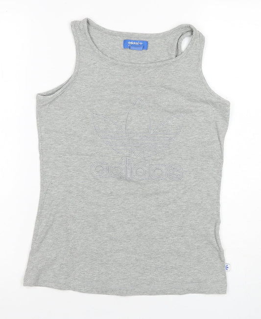 Womens UK Size 10 adidas Grey Cotton Blend Tank