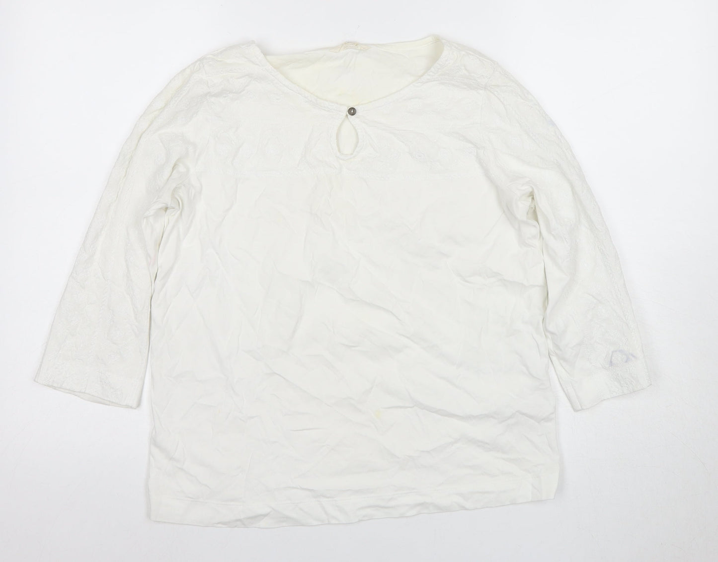 White Stuff Women's White Blouse, Size 10, Embroidered