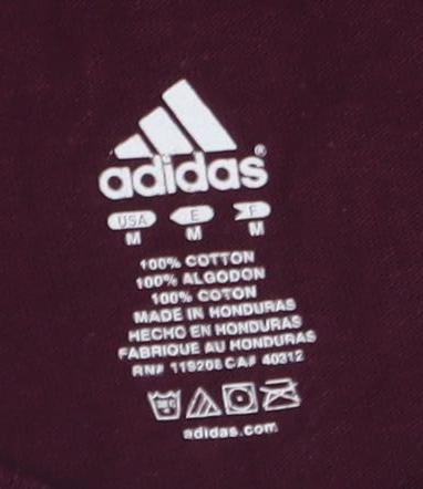 Adidas Unisex Burgundy T-Shirt M University Sports