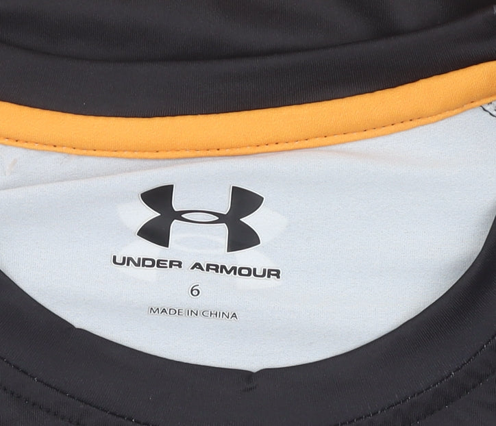 Additional view of Under Armour boys’ black striped jersey t-shirt 10-11 years
