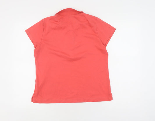 Womens UK Size M Lands' End Red 100% Cotton Polo