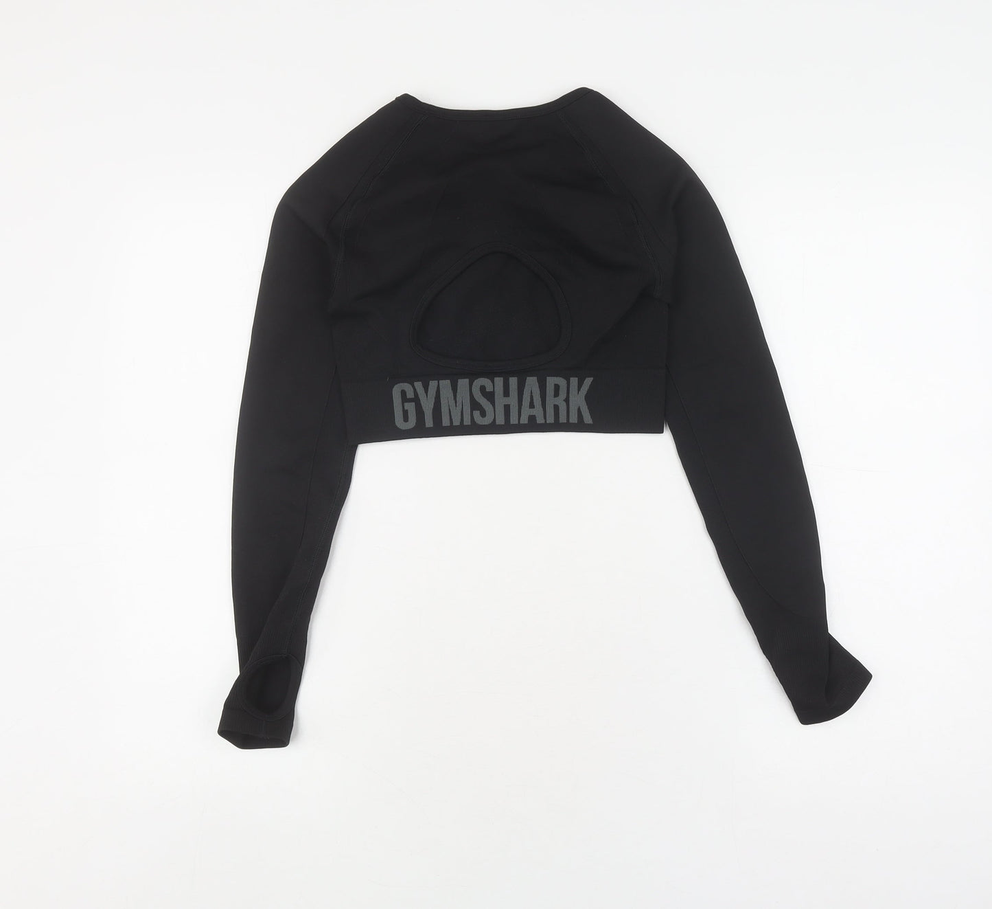 Gymshark Women's Black Cropped Long Sleeve Top - S