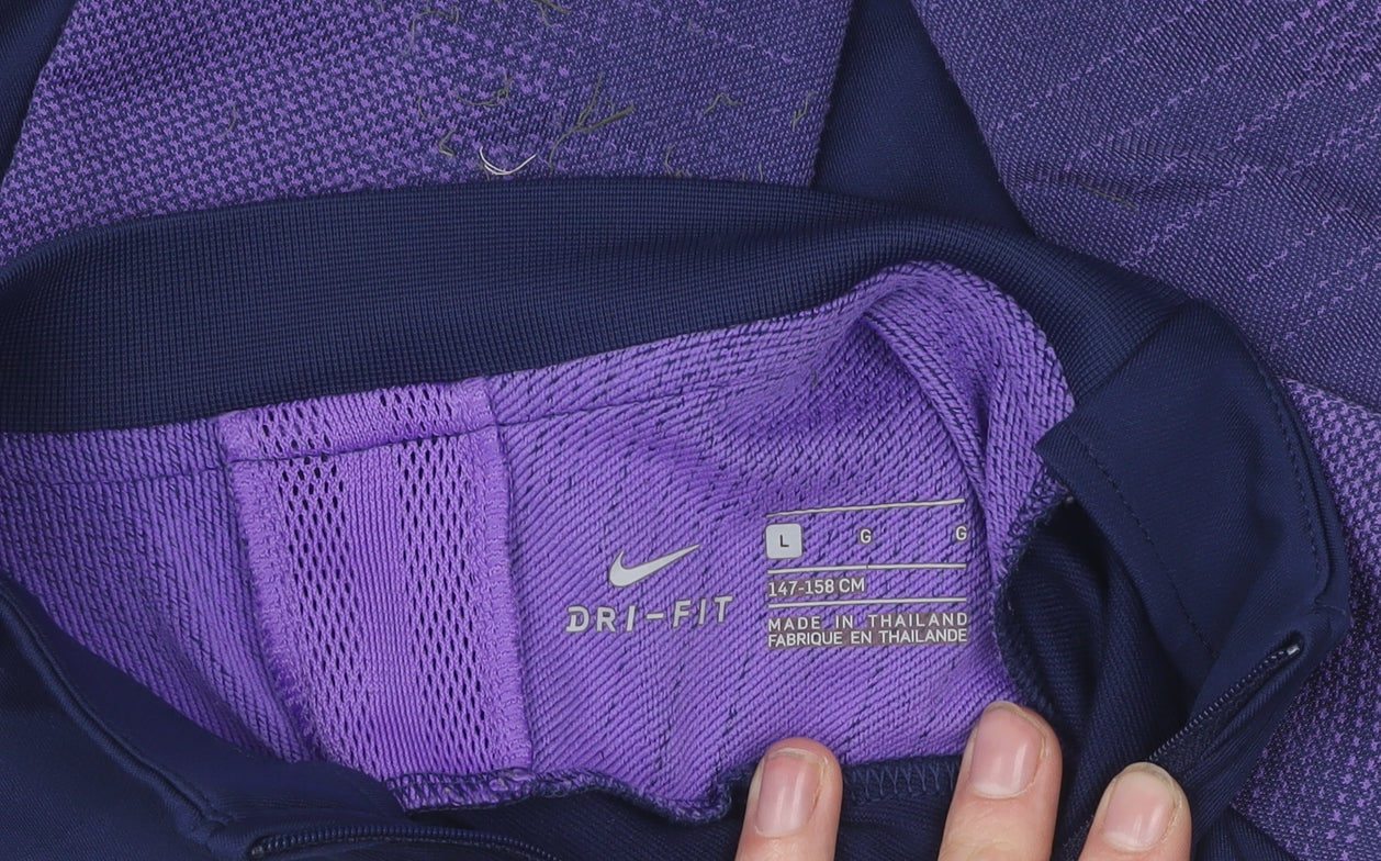 Nike Men's Purple Polo, L, 1/4 Zip, Football Training