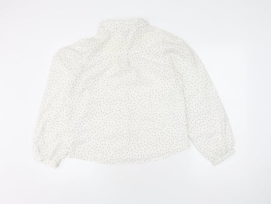 Brave Soul Women’s White Polka Dot Button-Up Shirt S