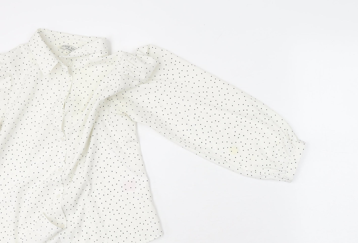 Brave Soul Women’s White Polka Dot Button-Up Shirt S