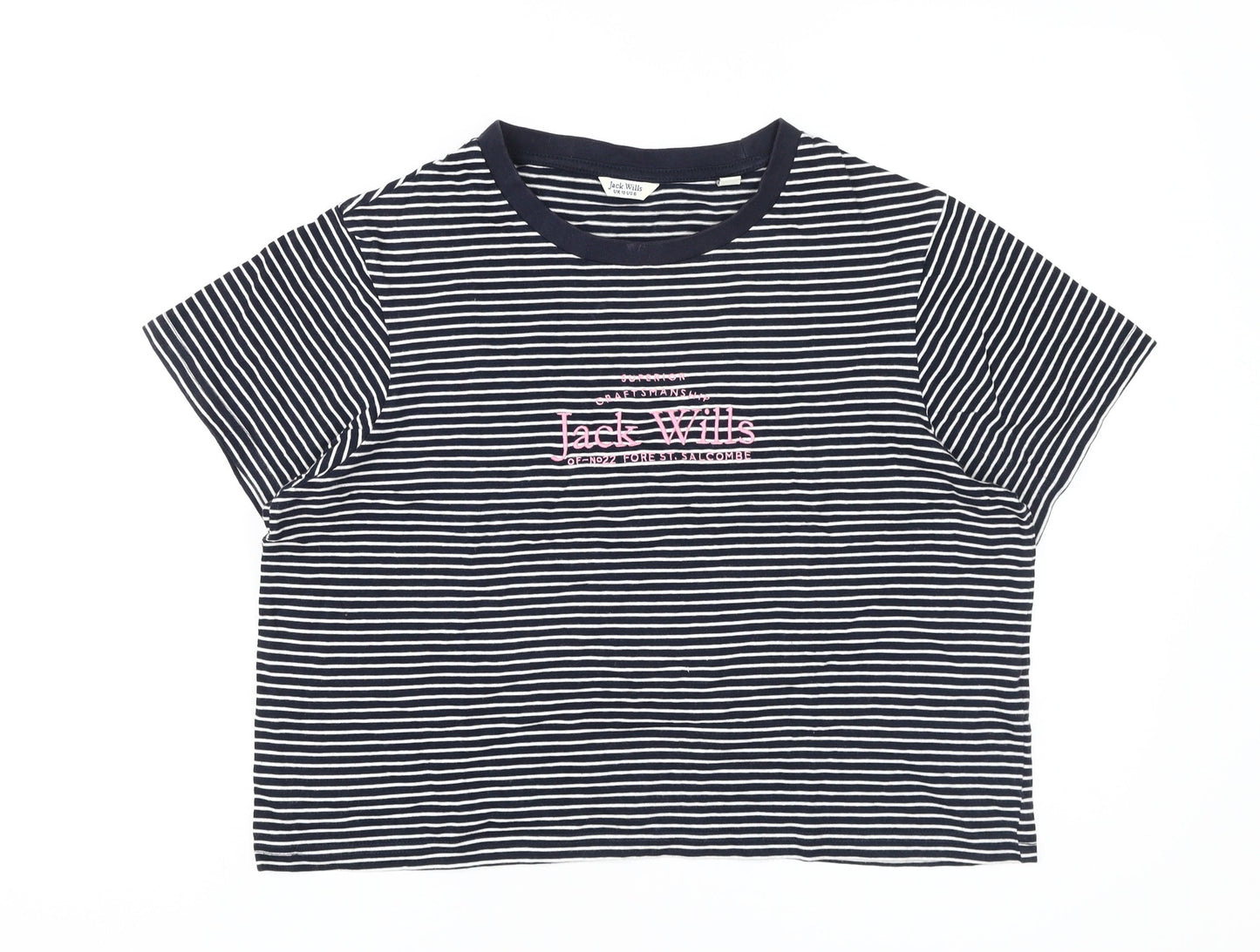 Jack Wills Women's Black Striped T-Shirt, Size 10