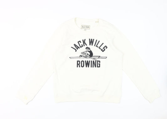Jack Wills Women's White Pullover Sweatshirt Size 12