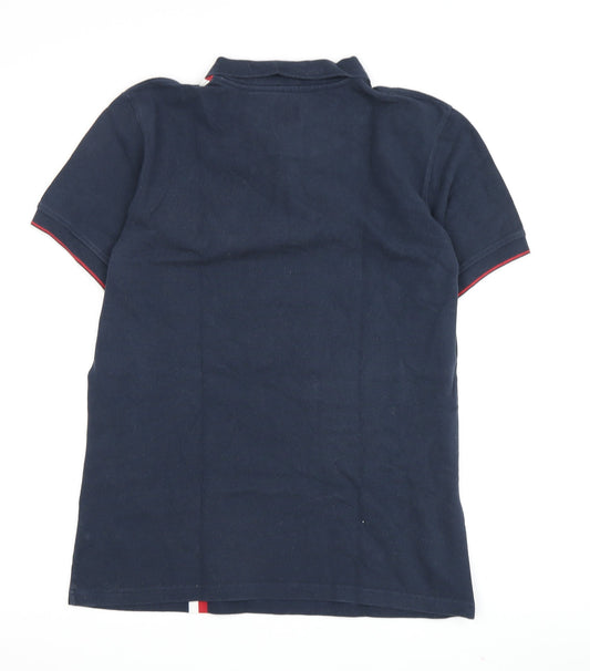 Pepe Jeans Men's Blue Polo Shirt, Size M, Striped, Excellent