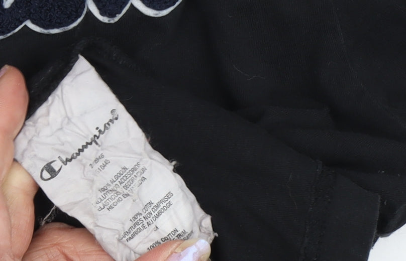 Champion Men's Black Logo T-Shirt Medium