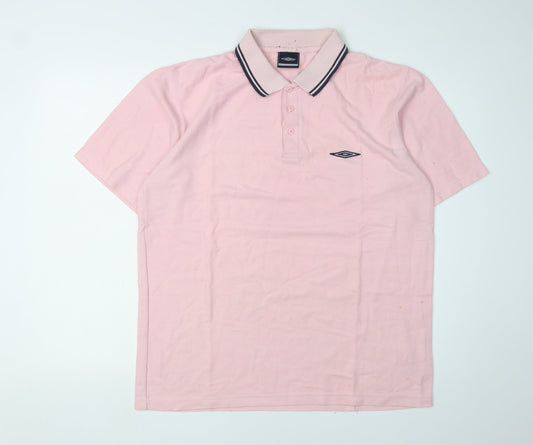 Umbro Men's Pink Polo Shirt L, Short Sleeve Casual