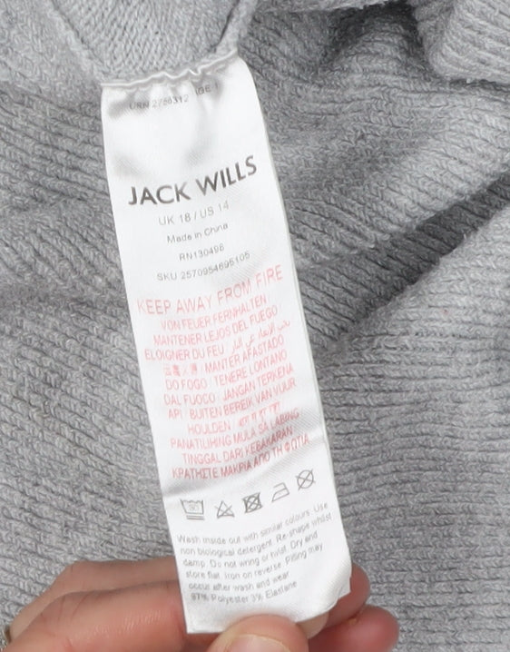 Jack Wills Grey Women's Sweatpants UK 18 Elastic Waist