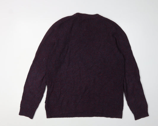 Fat Face Men's Purple Chunky-Knit Pullover Jumper, Size S