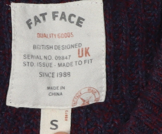 Fat Face Men's Purple Chunky-Knit Pullover Jumper, Size S