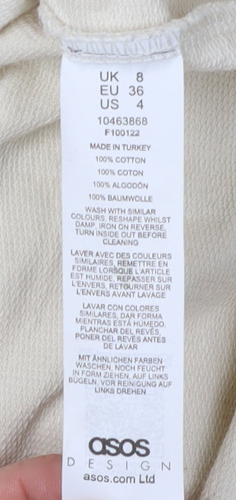 Close-up detail of ASOS DESIGN Women's Ivory Graphic T-Shirt Dress, size 8