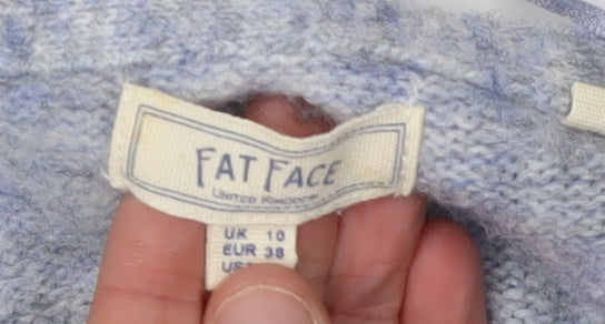 Fat Face Women's Blue V-Neck Pullover Jumper Size 10