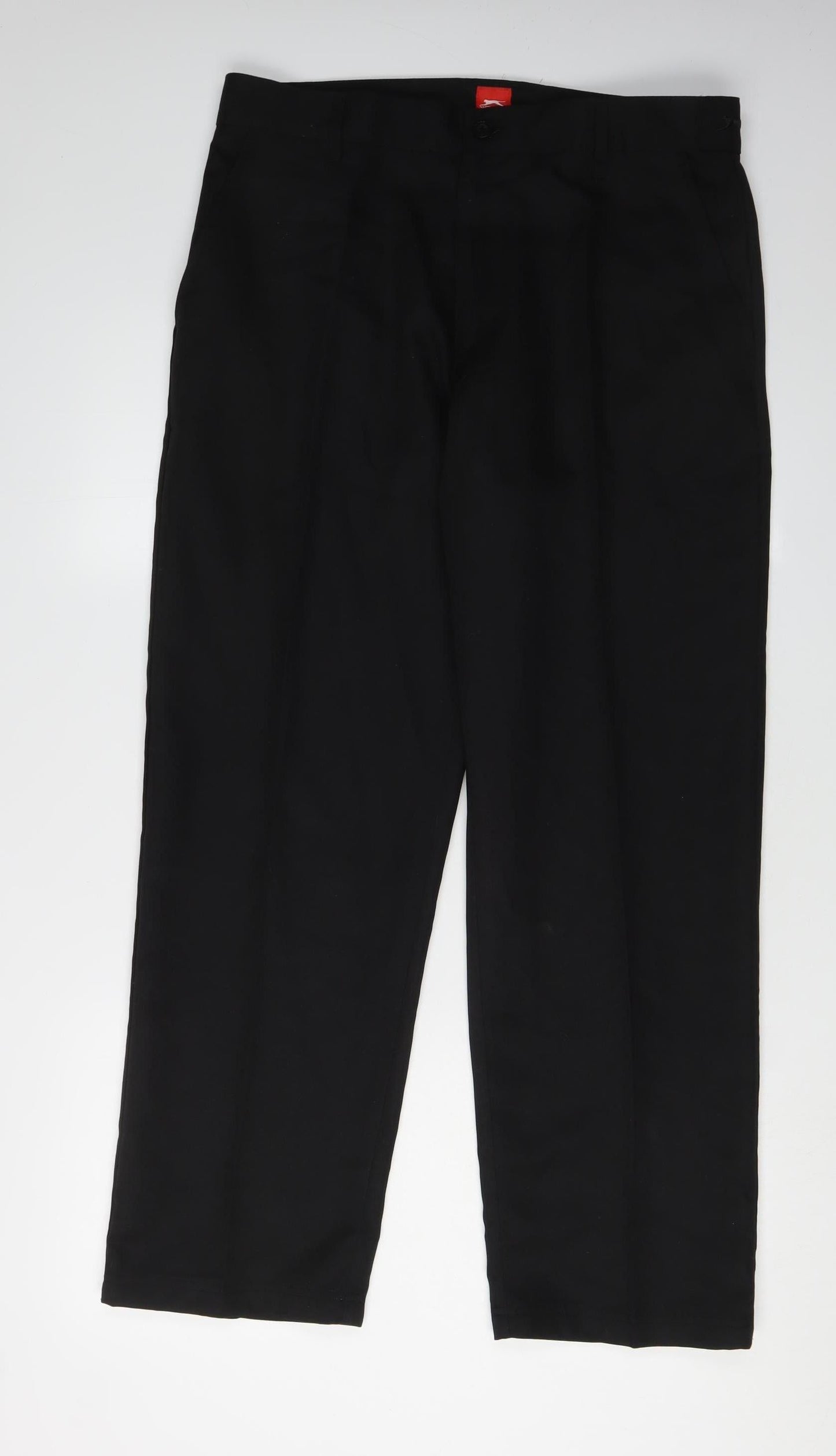 Slazenger Men's Black Trousers, Size M, Button Closure