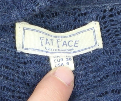 Fat Face Women's Blue Open-Knit Cardigan Size 10