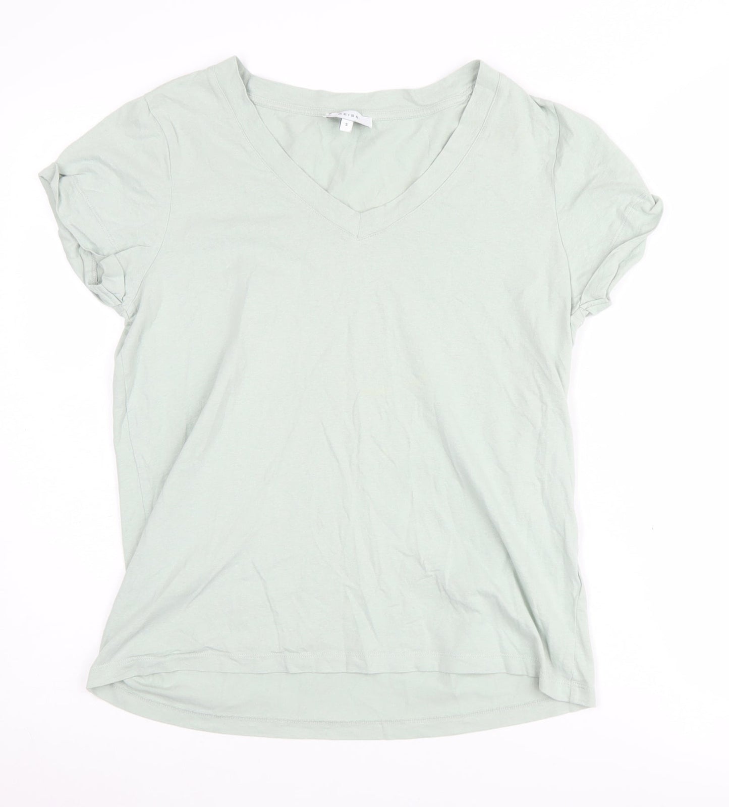 Reiss Women's Green V-Neck T-Shirt, Size S, Casual Style