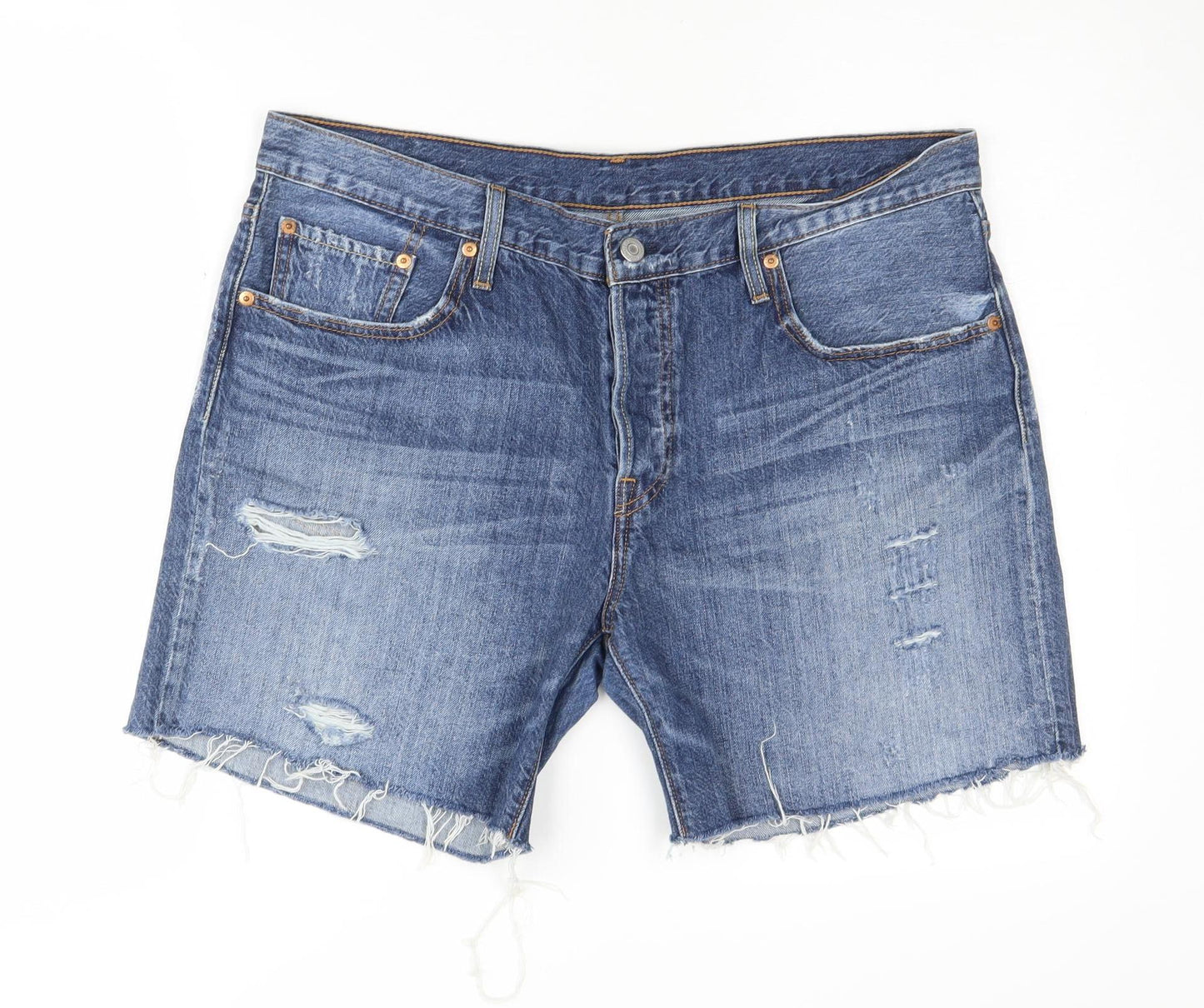 Levi Strauss Blue Cut-Off Denim Shorts, Size 32, Unisex Casual