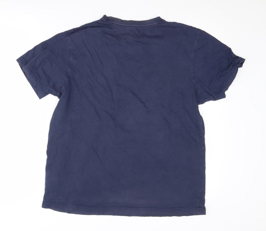 Mantaray Blue Beach Print Men's T-Shirt, Medium