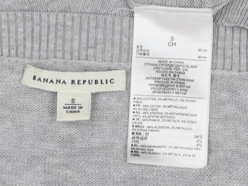 Womens UK Size S Banana Republic Grey Cotton Blend T-Shirt