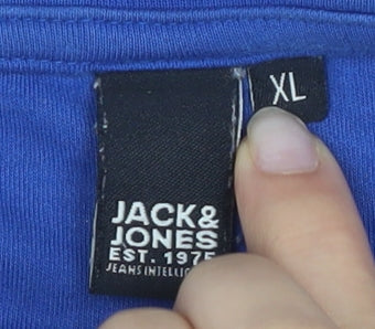 Jack & Jones Men's Blue Graphic T-Shirt, XL, Short Sleeve