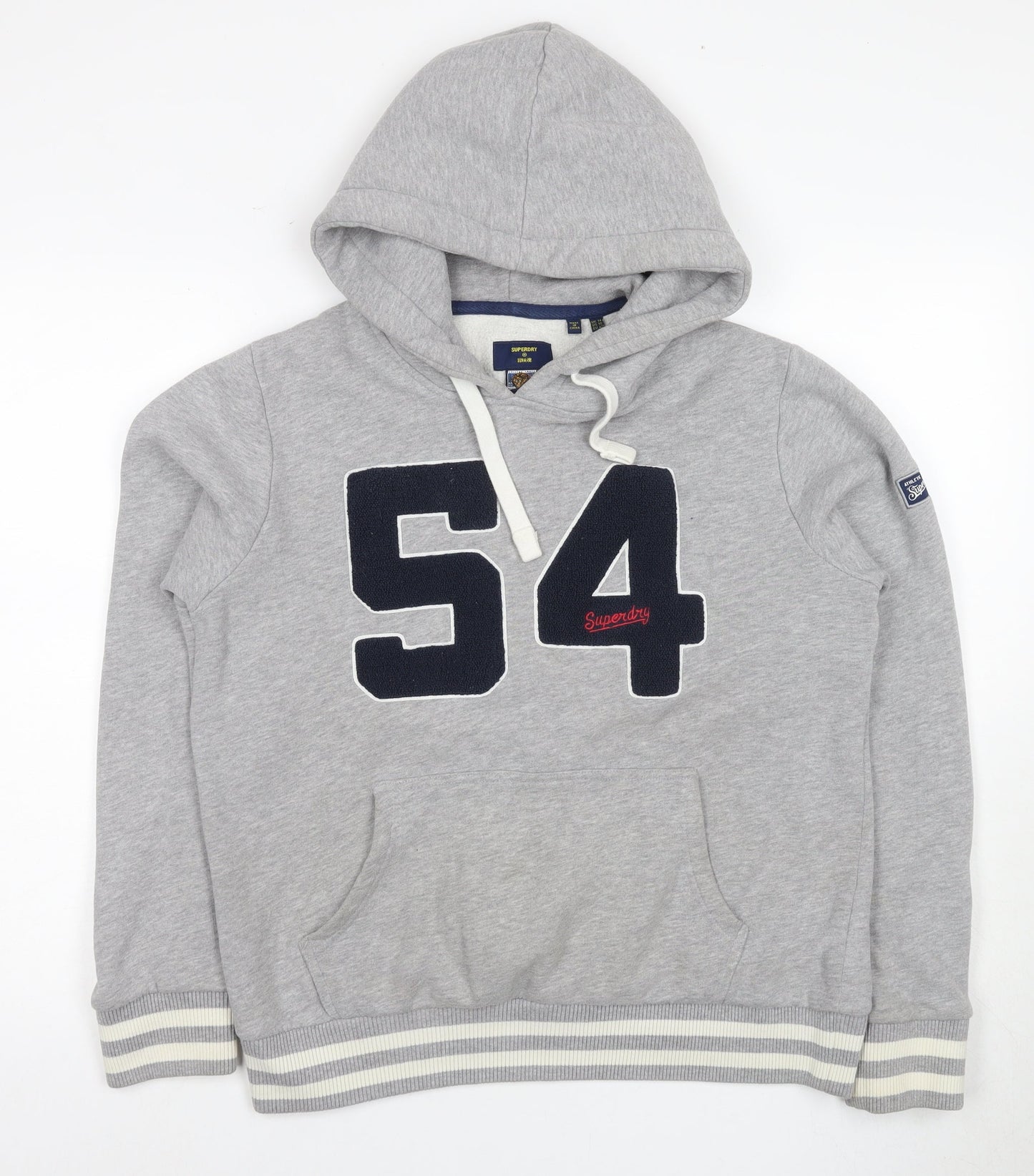 Superdry Women's Grey Pullover Hoodie, Size 14, Logo Accents