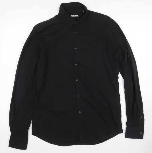 DKNY Men's Black Dress Shirt S, Business Long Sleeve