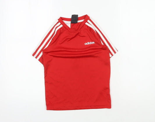Adidas Boys Red T-Shirt, UK Size 7-8, Sports Jersey