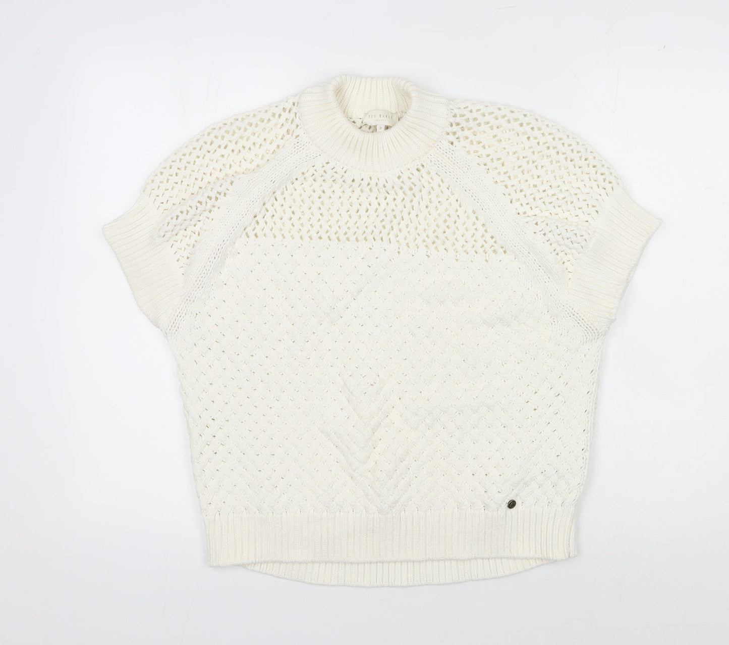 Ted Baker Women's White Open-Knit Pullover Jumper Size 10