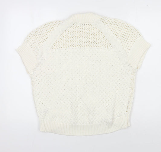 Ted Baker Women's White Open-Knit Pullover Jumper Size 10