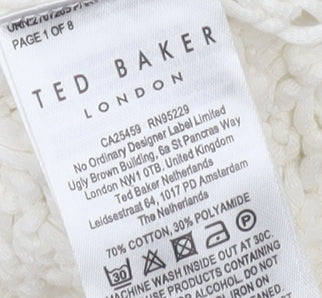 Ted Baker Women's White Open-Knit Pullover Jumper Size 10