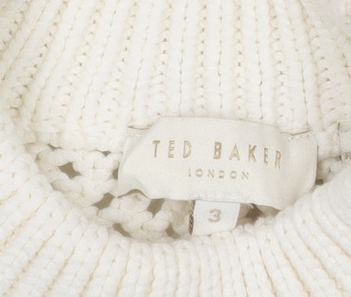 Ted Baker Women's White Open-Knit Pullover Jumper Size 10