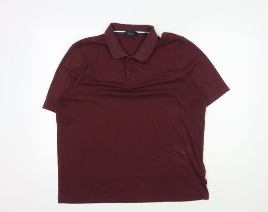 Ted Baker Men's Red Short Sleeve Polo, Size 6