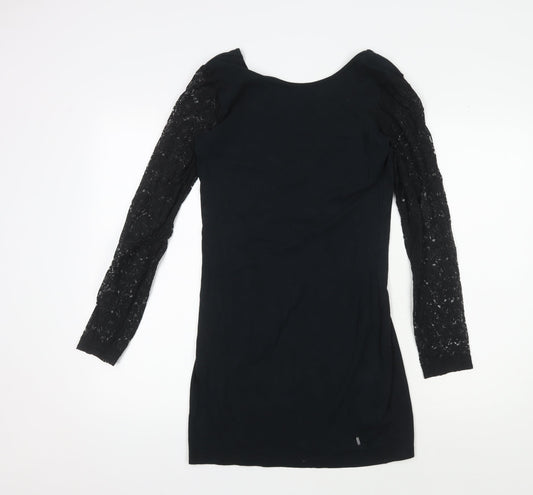 Superdry Women's Black Bodycon Lace Sleeve Dress M