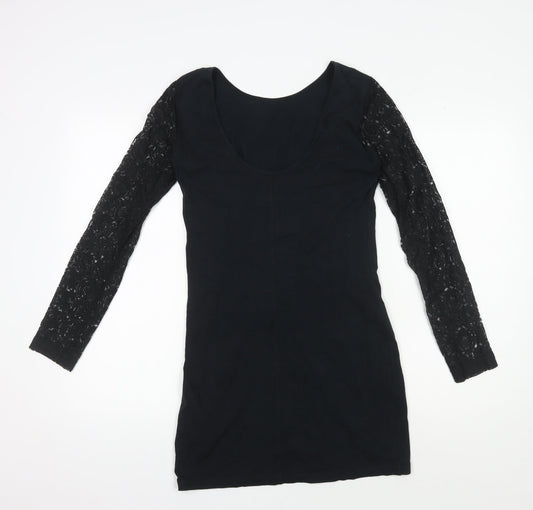 Superdry Women's Black Bodycon Lace Sleeve Dress M
