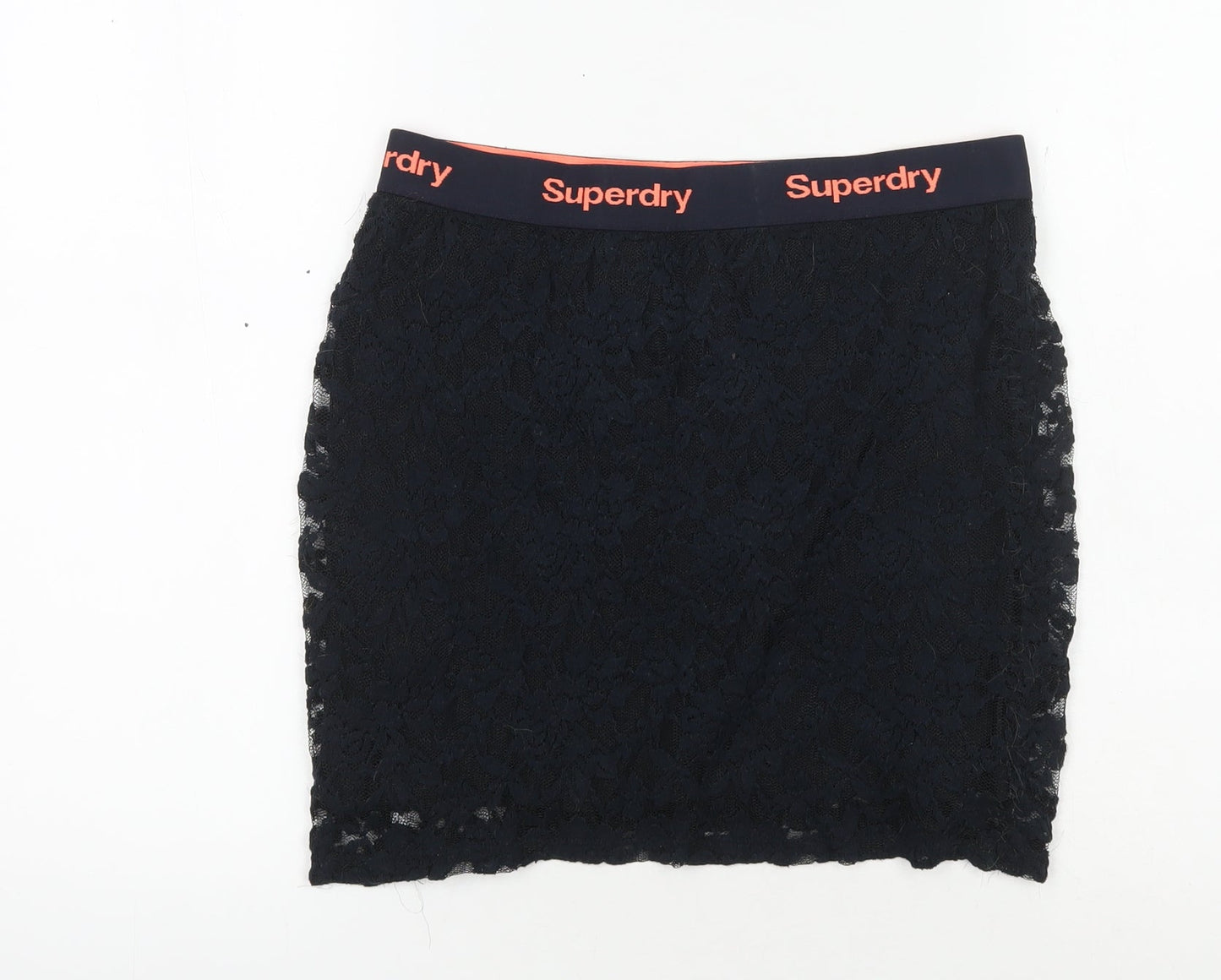 Superdry Women's Black Lace Pencil Skirt, Size M