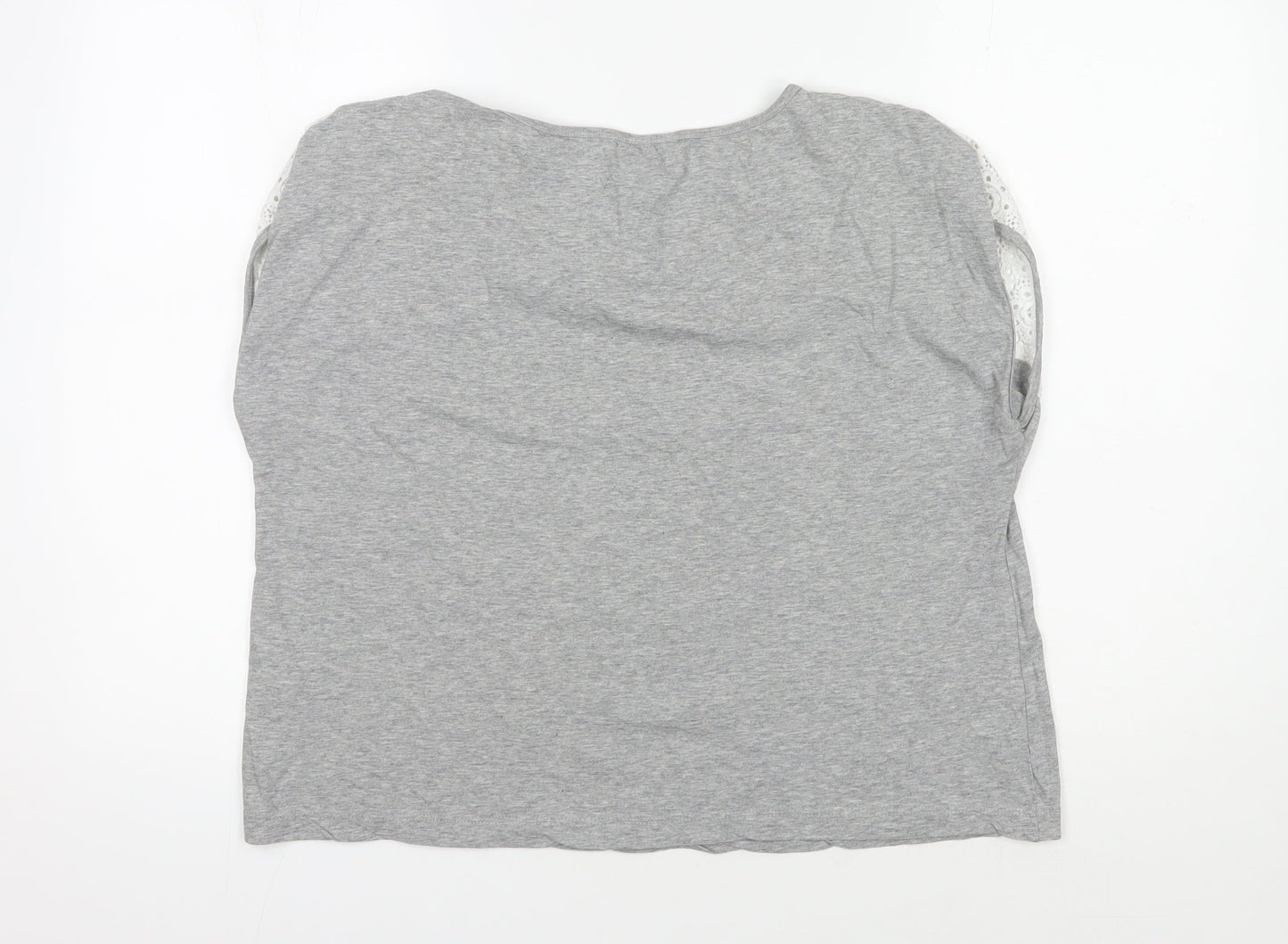 Jack Wills Women's Grey Lace Trim Blouse - Size 14