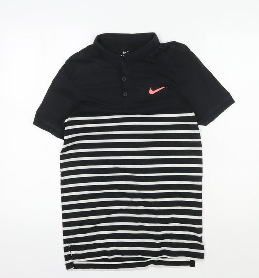 Nike Men's Black Striped Polo, Size S, Dri-Fit Style