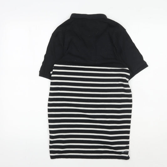 Nike Men's Black Striped Polo, Size S, Dri-Fit Style