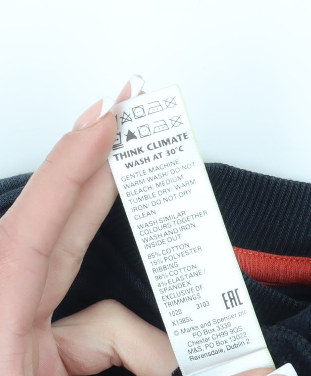 Brand and care label for Marks & Spencer boys’ black pullover sweatshirt 12-13 years