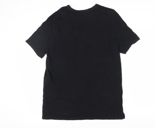 AllSaints Men's Black Cotton Modal Crew Neck T-Shirt L