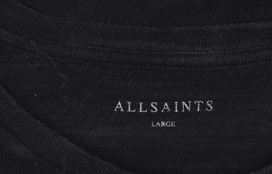AllSaints Men's Black Cotton Modal Crew Neck T-Shirt L