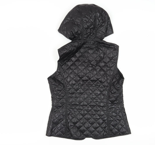 Massimo Dutti Women's Black Quilted Hooded Waistcoat Size 4