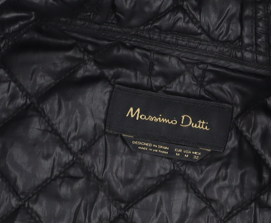 Massimo Dutti Women's Black Quilted Hooded Waistcoat Size 4