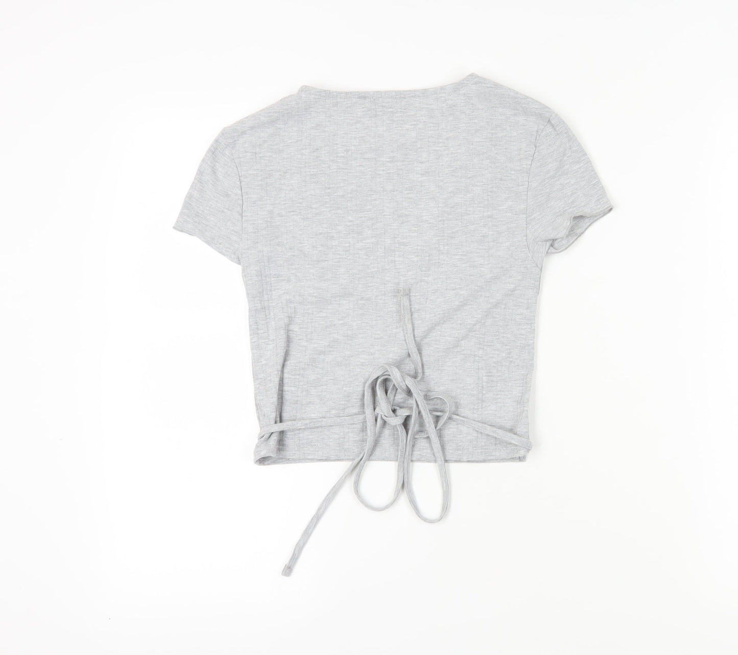 Stradivarius Women's Grey Wrap T-Shirt Size 12