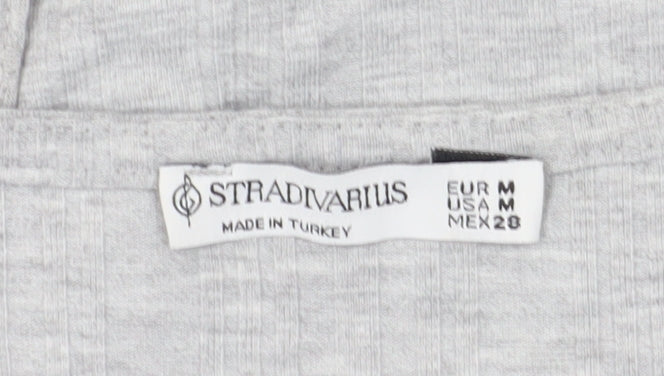 Stradivarius Women's Grey Wrap T-Shirt Size 12