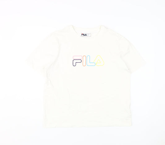 Fila Women's White T-Shirt, L, Casual Spring/Summer Look